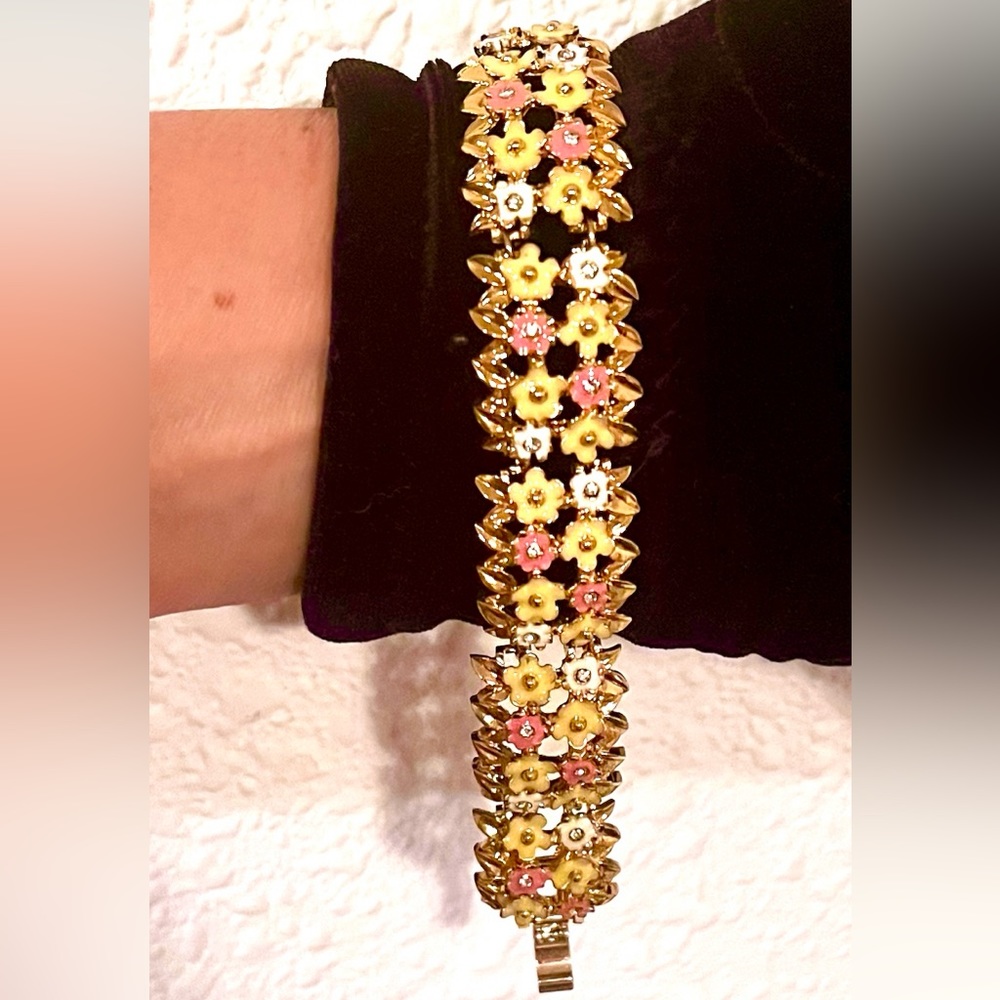 “MONET”BRACELET,Pink&Yellow Floral LINK